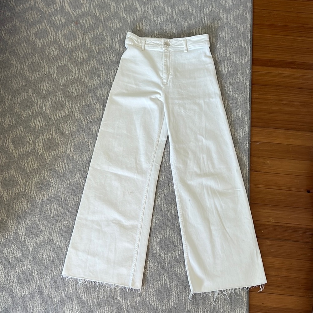 Zara Classic Mariner Wide Leg Jean White